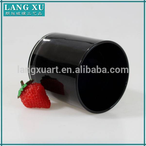 wholesale round shape containers black glass candle tumbler