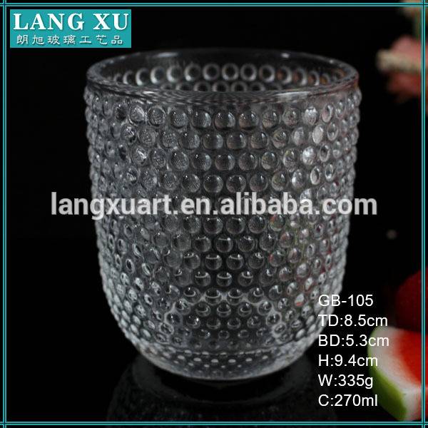 China Factory glass candle container hobnail design candle jars
