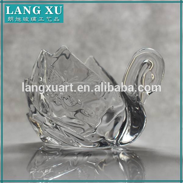 popular design centerpieces swan shape hand pressed crystal tealight candle holders