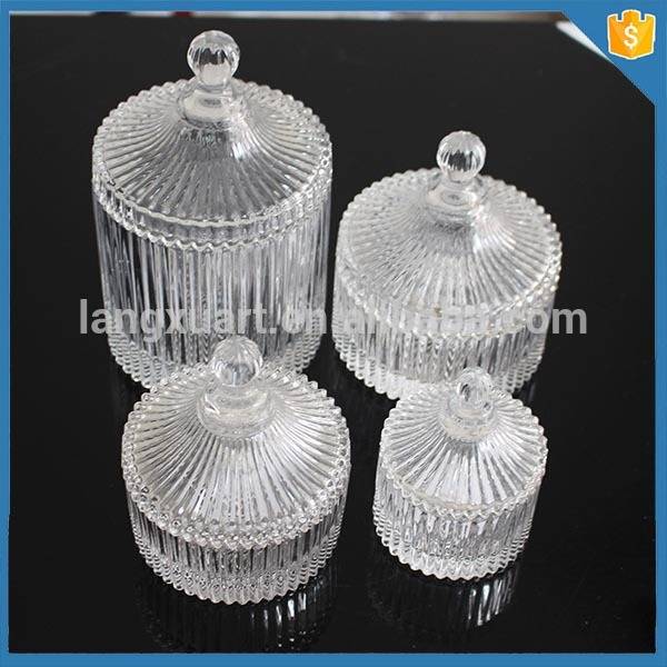 Four size china factory ribbed glass candy jar crystal jar