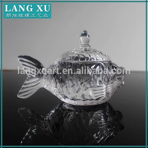 fish shape crystal clear animal-shaped glass jar for candy