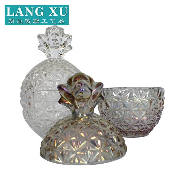 LXHY-T088 Christmas wholesale decorations pineapple clear or pearlized multicolor glass cookie jar
