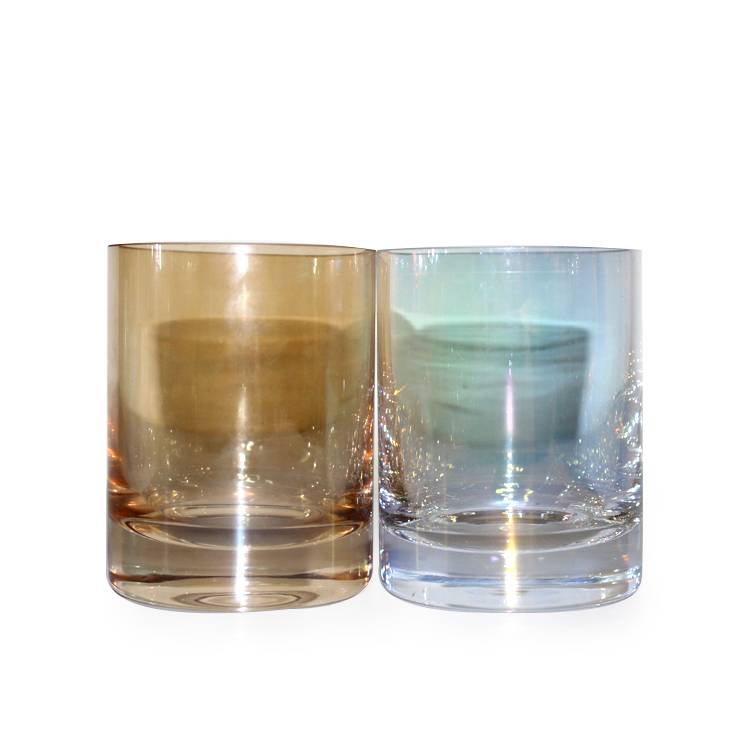 300ml inner electroplating silver/gold/rose gold/black/white/pearlized plating glass cylinder scented candle jar holder