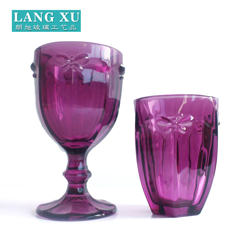 LX-G008 bulk pineapple colored crystal wine glass/drinking glass goblet