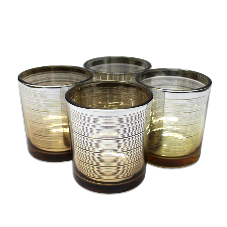 luxury electroplating glass rose gold candle jars container for candles