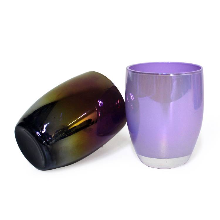 200ml  custom different inner colored ion plating rianbow glass ball shaped scented candle jar