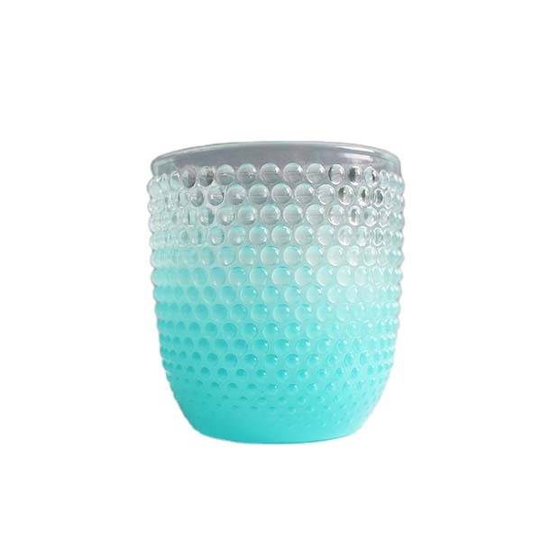 different size crystal glass round bottom color changing white blue wax cylinder candle cup