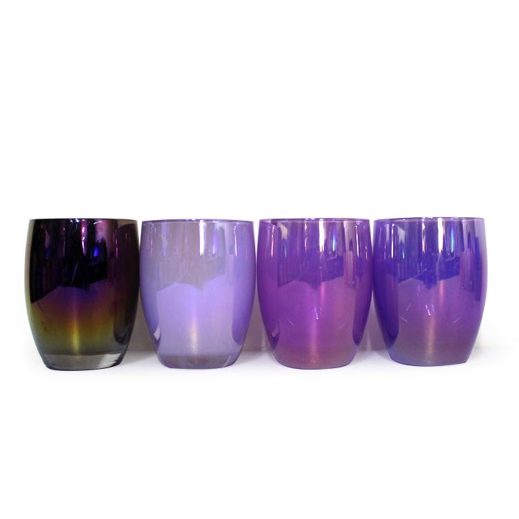 200ml  custom different inner colored ion plating rianbow glass ball shaped scented candle jar