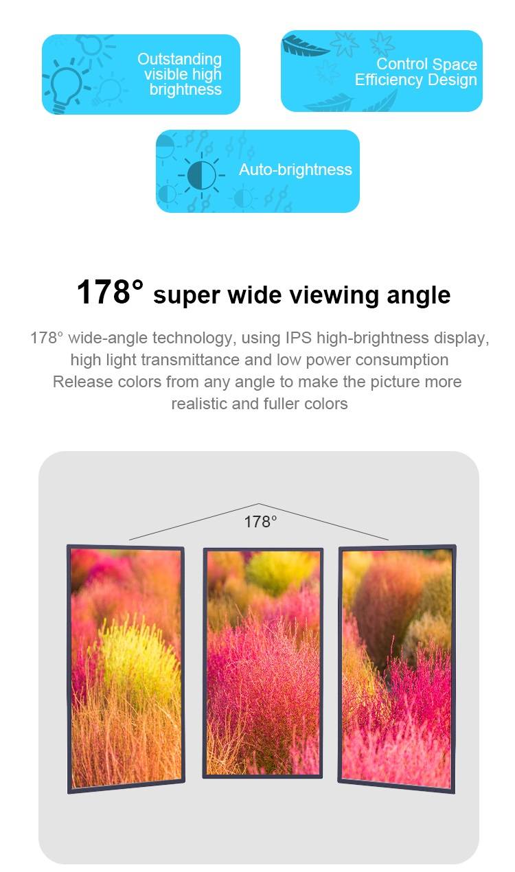 Monitor industrial de 55 polgadas de alto brillo lexible á luz solar Monitor de pantalla táctil LCD (3)