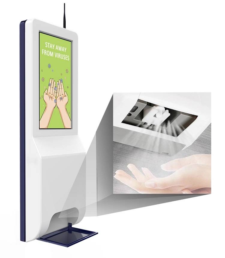 Kios dispenser pembersih tangan otomatis kanthi LCD 21,5 inci (6)
