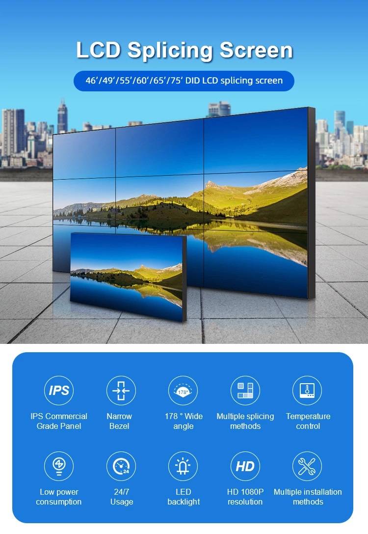 Ultra úzký rámeček 46" 49" 55" LCD videostěna pro reklamní displej TV Screena (1)