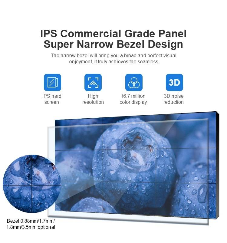 Ултра тесна рамка 46 инчи 49 инчи 55 инчен LCD видео ѕид за ТВ екран за рекламирање (3)