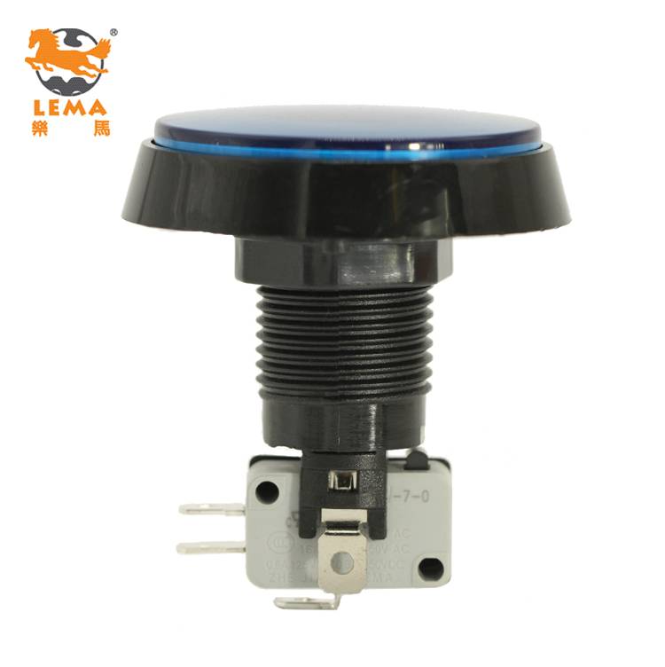 Lema PBS-005 round blue LED plastic push button micro switch for game machine