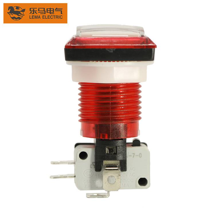 High quality game accessory Lema PBS-008 square red plastic led push button switch