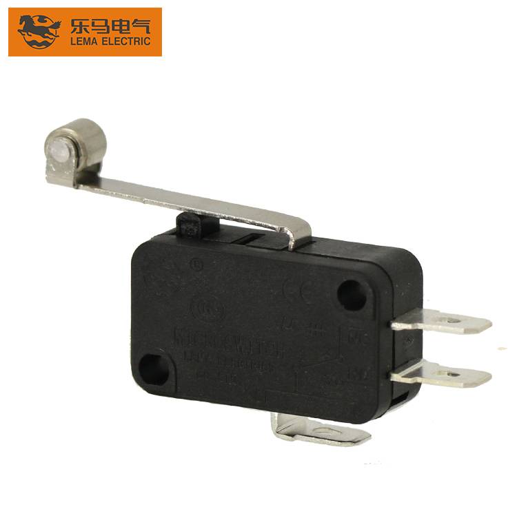 KW7-2 16A 4.8mm or 6.3mm Terminal Long Steel Roller Lever Electric Micro Switch