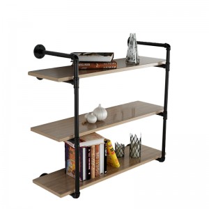 3-Tier Bookcase, Vintage Industrial Wood and Metal Bookshelves for Home and Office Organizer, Retro Brown