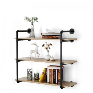 3-Tier Bookcase, Vintage Industrial Wood and Metal Bookshelves for Home and Office Organizer, Retro Brown