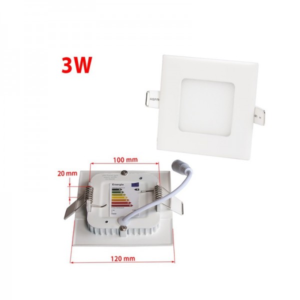 Home Lighting 3W Recessed Square LED Flat Ceiling Panel Downlights