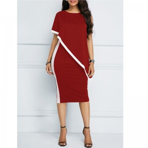 Made In China Contrast Color Plus Size Dress Lady Elegant Women Dresses Casual