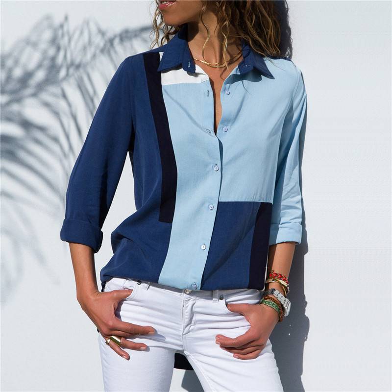BL830034 cheap factory direct plus size chiffon patchwork contract color womens blouse office tops and blouses for women