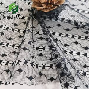 Black wave Stars nylon spandex knit mesh stretch fabric for garment trims
