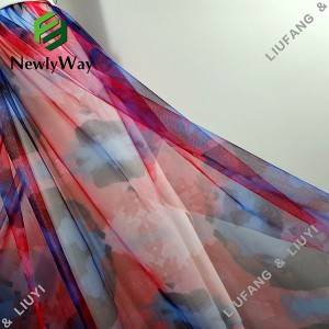 New Fashion Mixed Coloured Printed  Polyester Tulle Mesh Lace Fabric for dress