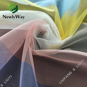 Polyester Soft Rainbow Tulle Printed Mesh Lace Fabric for dressmaking