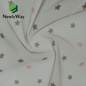 Printed star foil changed colors polyester tulle mesh fabric