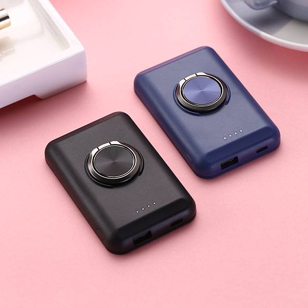 5000mAh Slim Magnetic Powerbank With Ring Holder 5W Fast Wireless Charger For iPhone Android Smart Phones Featured Image