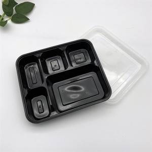5 compartment restaurant food containers disposable plastic take away bento lunch box for fast food meal sushi