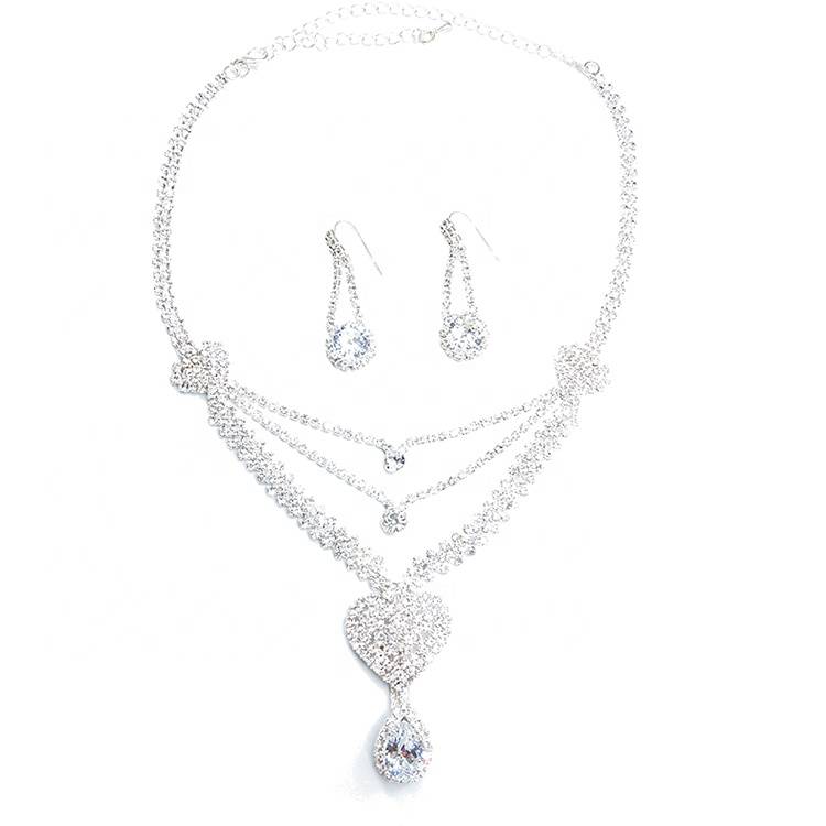 High quality fashion women heart 2019 popular designs rhinestone chain bead necklace