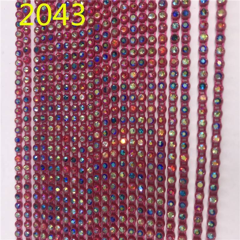 New Colors SS6 SS8 Mixed Colors Ab Crystal Rhinestone Trimming Plastic Rhinestone Banding Fabric Itextile Accessories