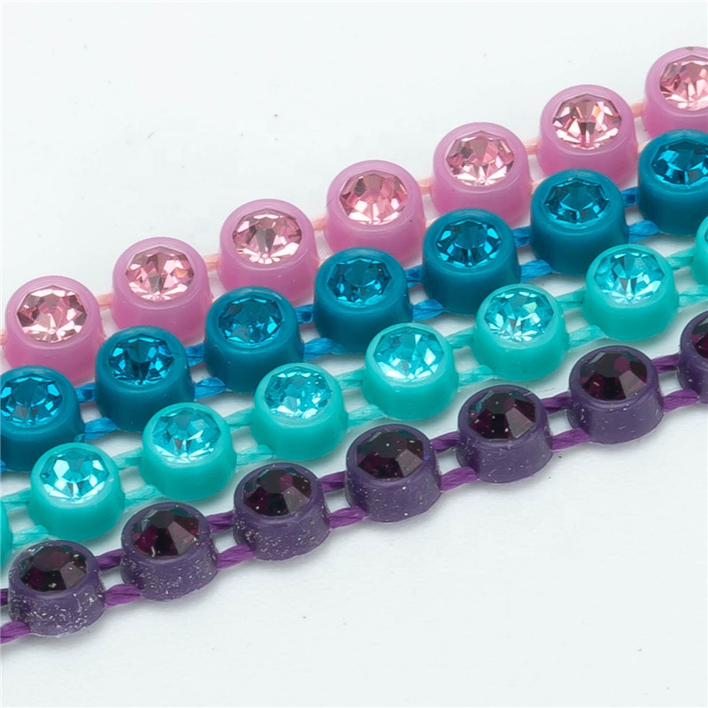 Bulk Plastic Rhinestone Banding Trimming, Crystal Rhinestone Yiwu Beads Factory for Decorate