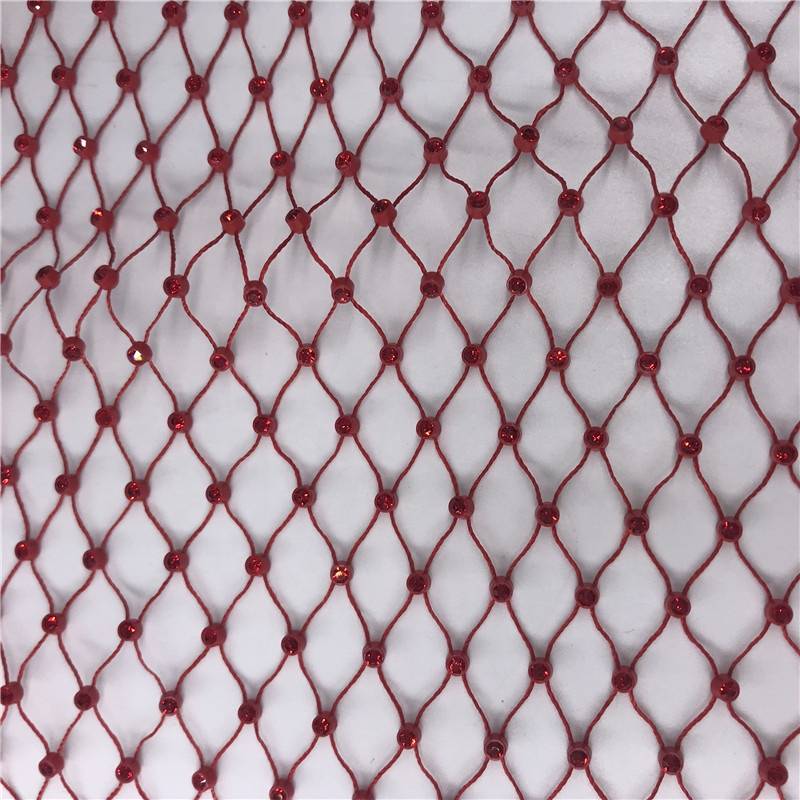 Wholesale 36/37 Rows Red Plastic Cup Clear Rhinestone SS8 Fishnet Rhinestone Mesh for Sexy Garment