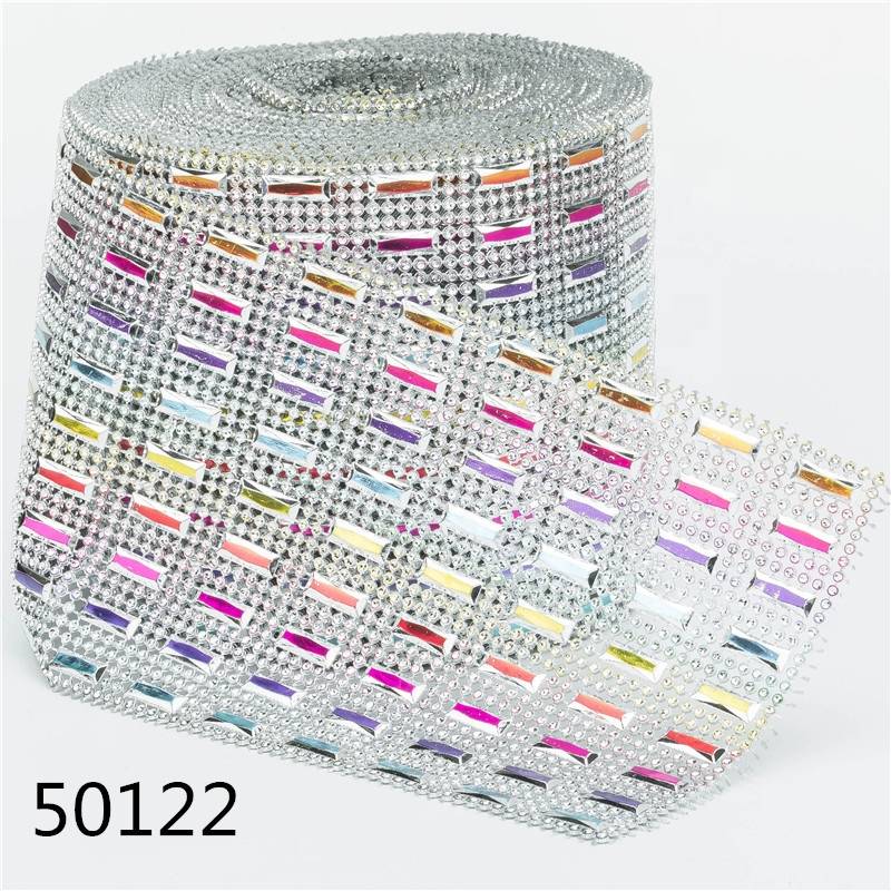 14 Rows 10 Yards Wholesale Cheap Price Silver Decorative Rhinestones Mesh Trim Diamond Net Ribbon Decorative