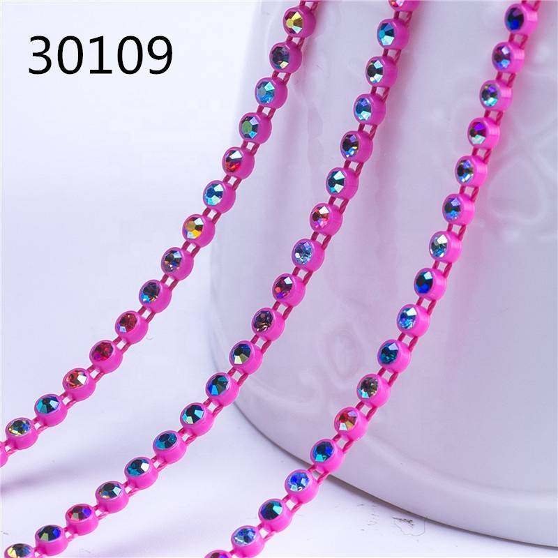 Colorful Plastic Chain Trimming Rhinestone For Leather Belts, Plastic Chain Trimming for Creation Work