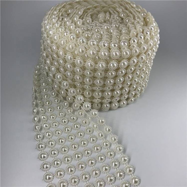 10 rows Plastic Rhinestone Mesh for Party Decoration Pearl Round