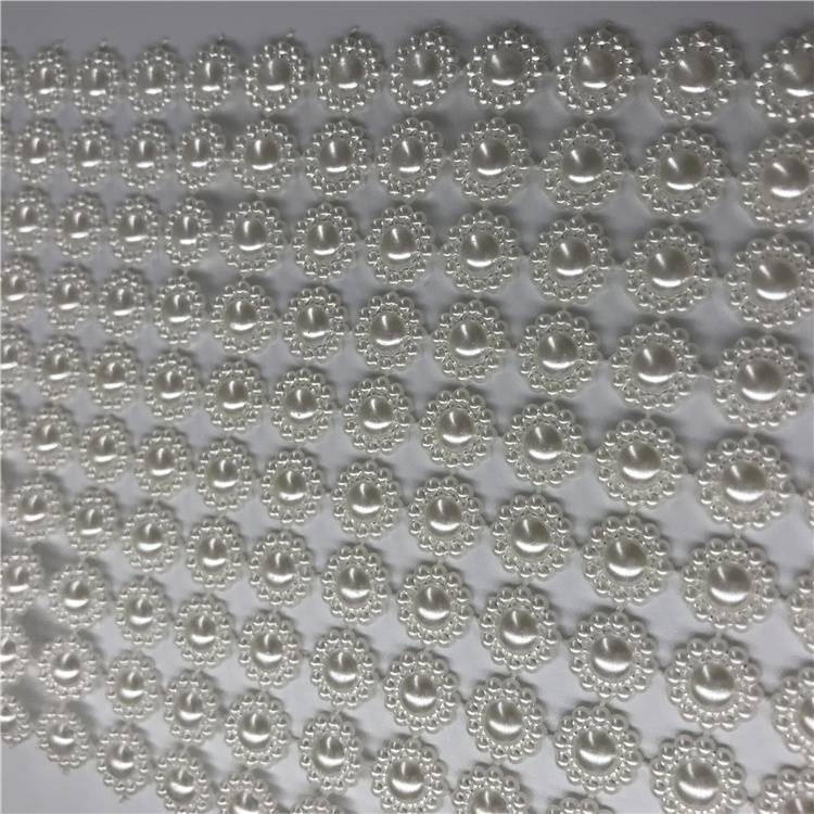 10 rows Plastic Rhinestone Mesh for Party Decoration Pearl Round