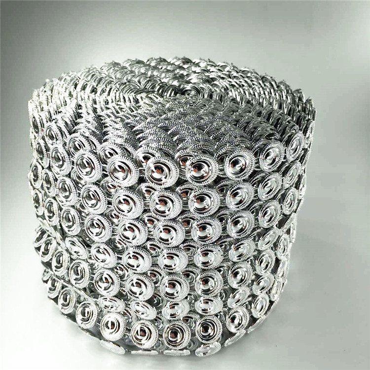 8 rows Plastic Rhinestone Mesh for Party Decoration Silver Round