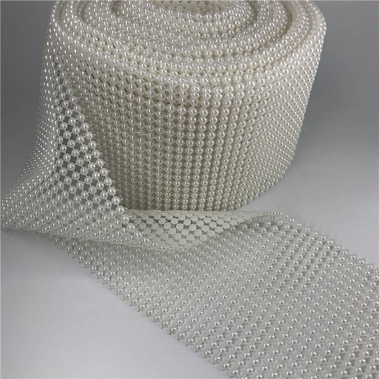 New fashion diamond pearl mesh wrap roll sparkle rhinestone ribbon rhinestone mesh roll