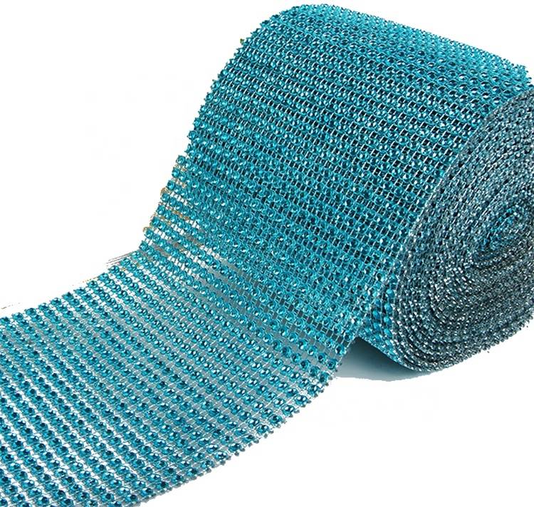 Wholesale Factory Good Price Cup Chain Blue Net Rhinestone Plastic Mesh