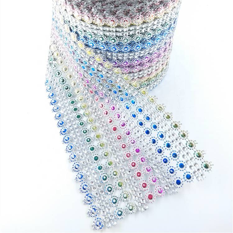 crystal rhinestone chain trimming plastic mesh for wedding accessories