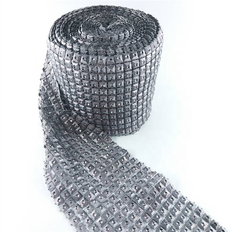 12 rows crystal rhinestone chain trimming plastic mesh