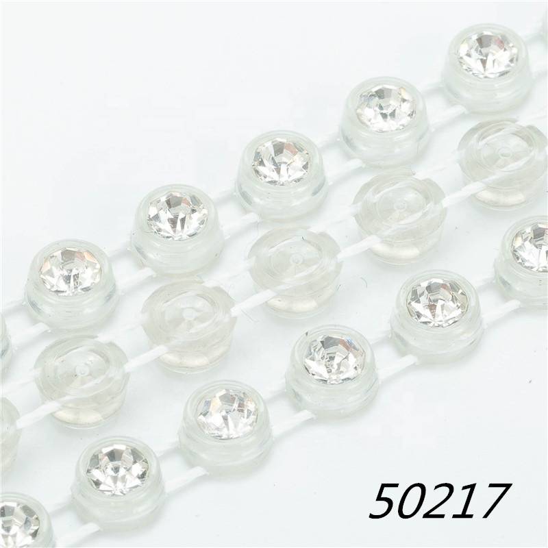 Wholesale High Quality Transparent Plastic Ss12 Ab Trim Neno Chain Rhinestone Banding Trimming For Garment Decoration