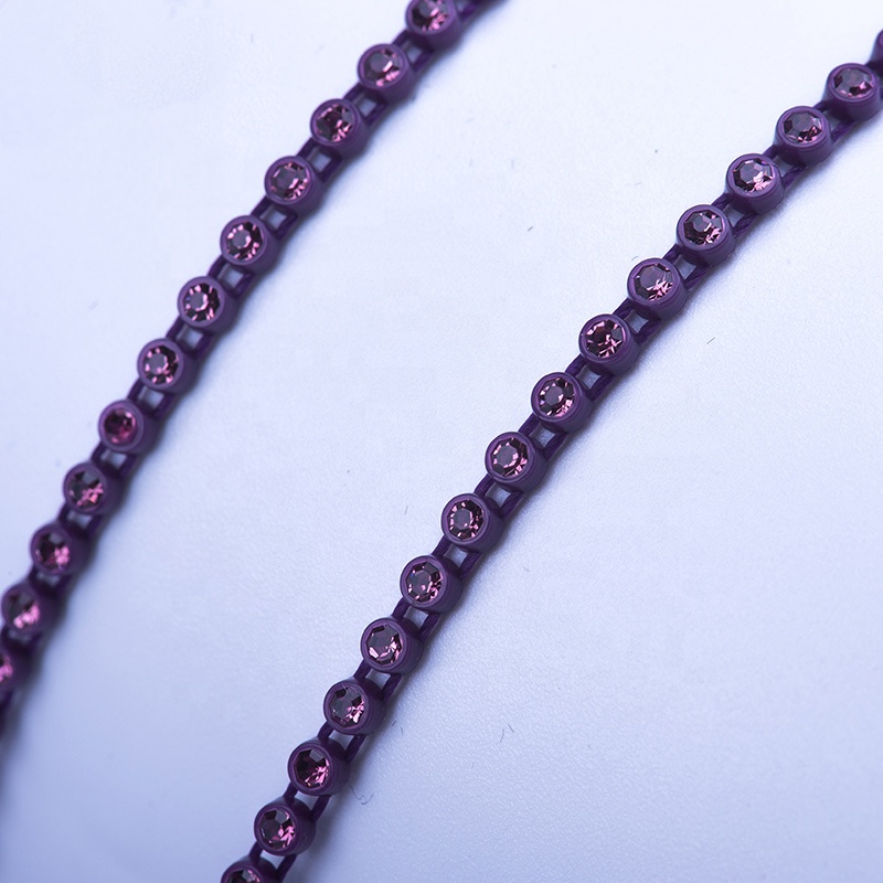 elastic crystal trimming plastic base shinning rhinestone banding for garment accessory