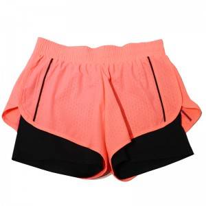 Ladies Woven Fake Two-Piece Shorts