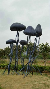 Landscaping Ideas Metal Jellyfish Modern Sculpture Design As Lawn Decorations