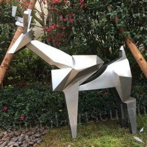 Silver Sculpture Garden Artwork Outdoor Metal Art Sculpture Deer Animal Statue