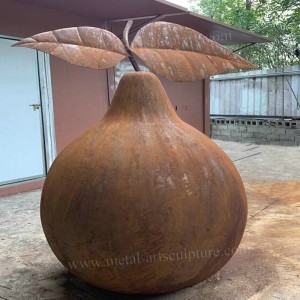Natural Rusty Corten Steel Pear Sculpture