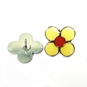 Custom Enamel Pin Lucky Clover Yellow Soft Enamel Lapel Pin with Epoxy